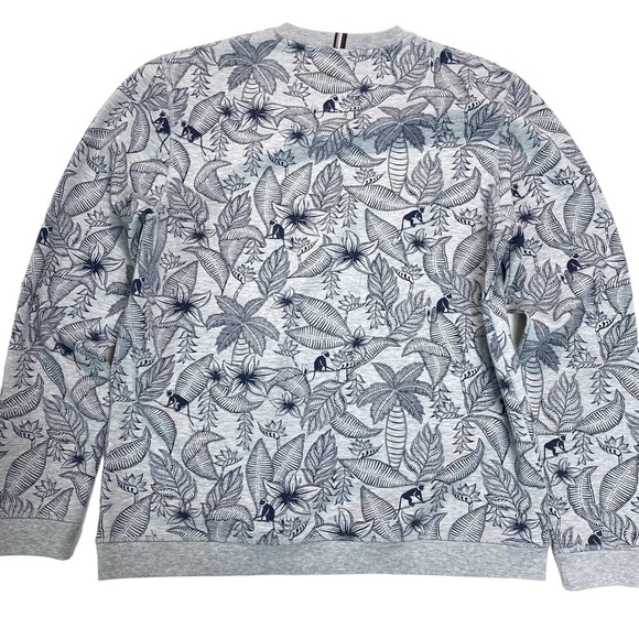 Ted Baker London Hawaiian Tropical Flower Monkey Pullover Sweatshirt Gray Sz XL - Picture 10 of 12